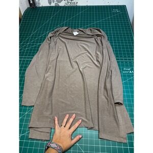 Cielo Womens Large Taupe Open Front Long Sleeve Draped Cardigan Rayon Blend